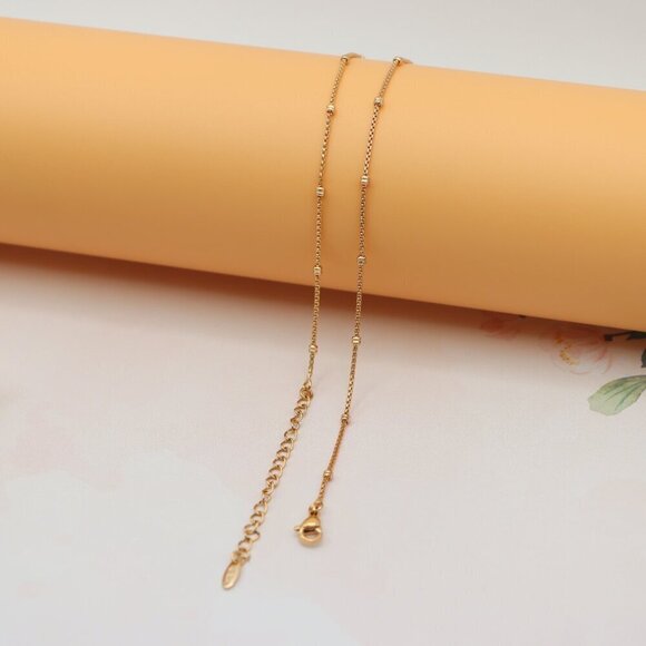 "Delicate Rose Gold Plated Chain Necklace with Bead Accents,  XPNL0155 - Picture 10 of 12